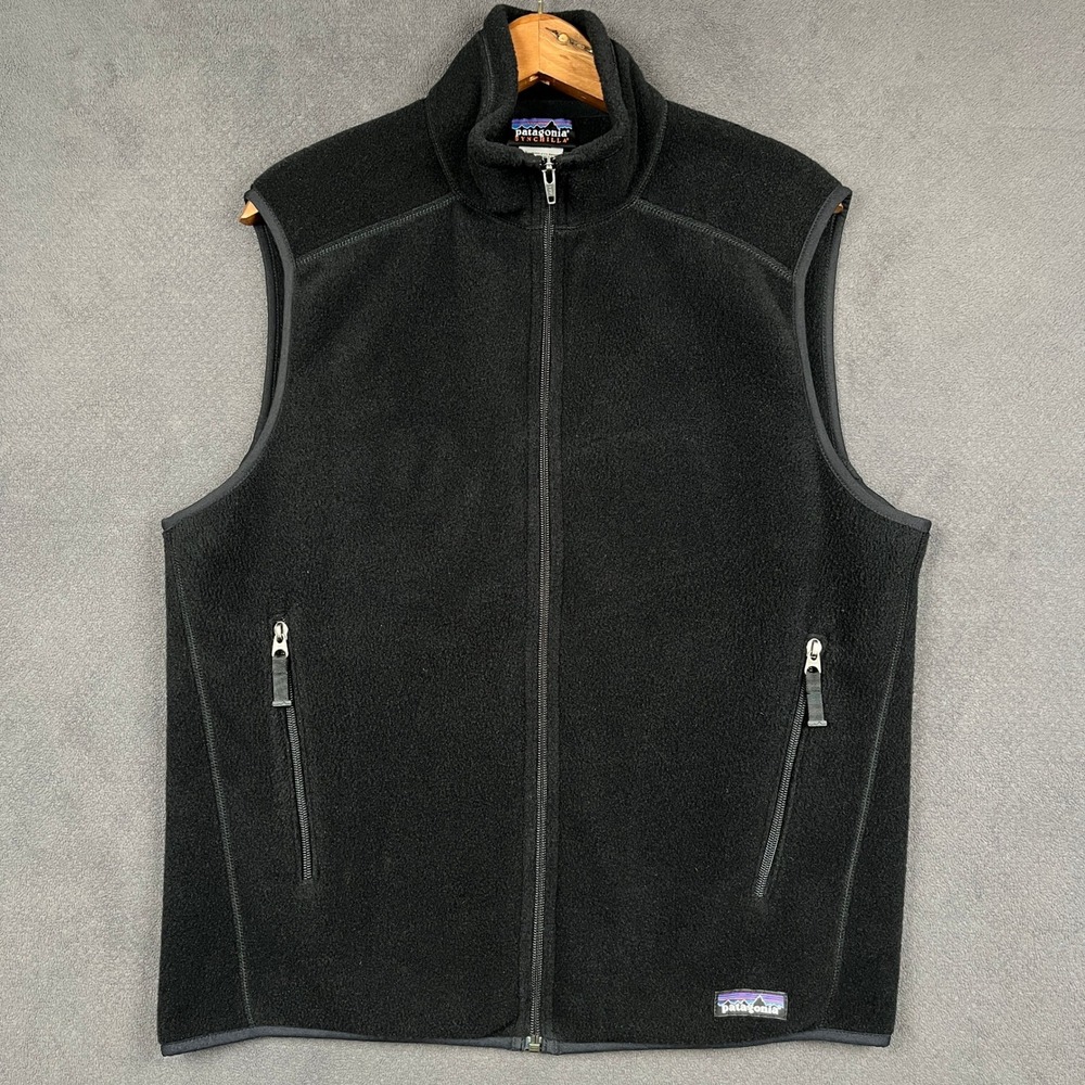 Patagonia Synchilla Fleece Vest Mens Medium Black Full Zip Y2K 2000s 25184F8